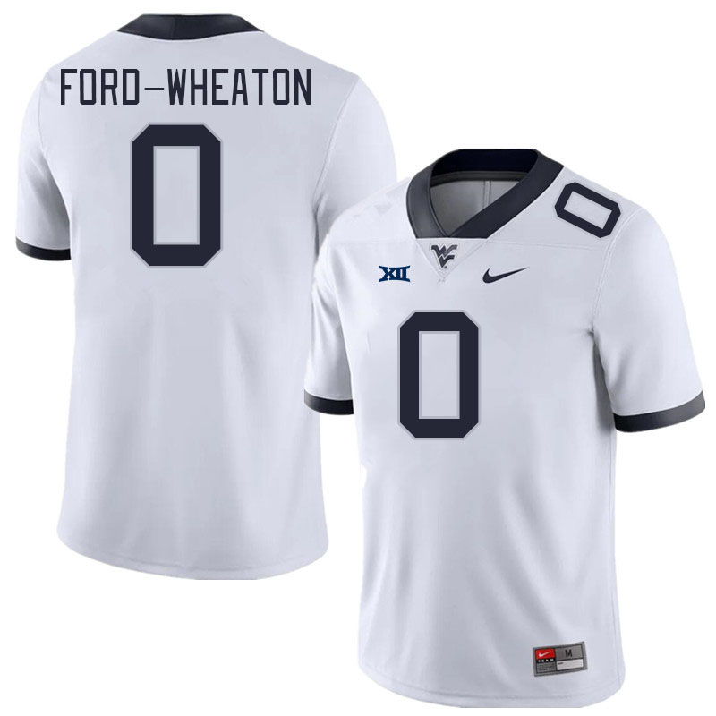 West Virginia Mountaineers #0 Bryce Ford-Wheaton College Football Jerseys Stitched Sale-White